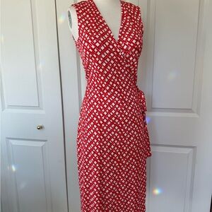 Diane Von Furstenberg Geometric Red and White Dress